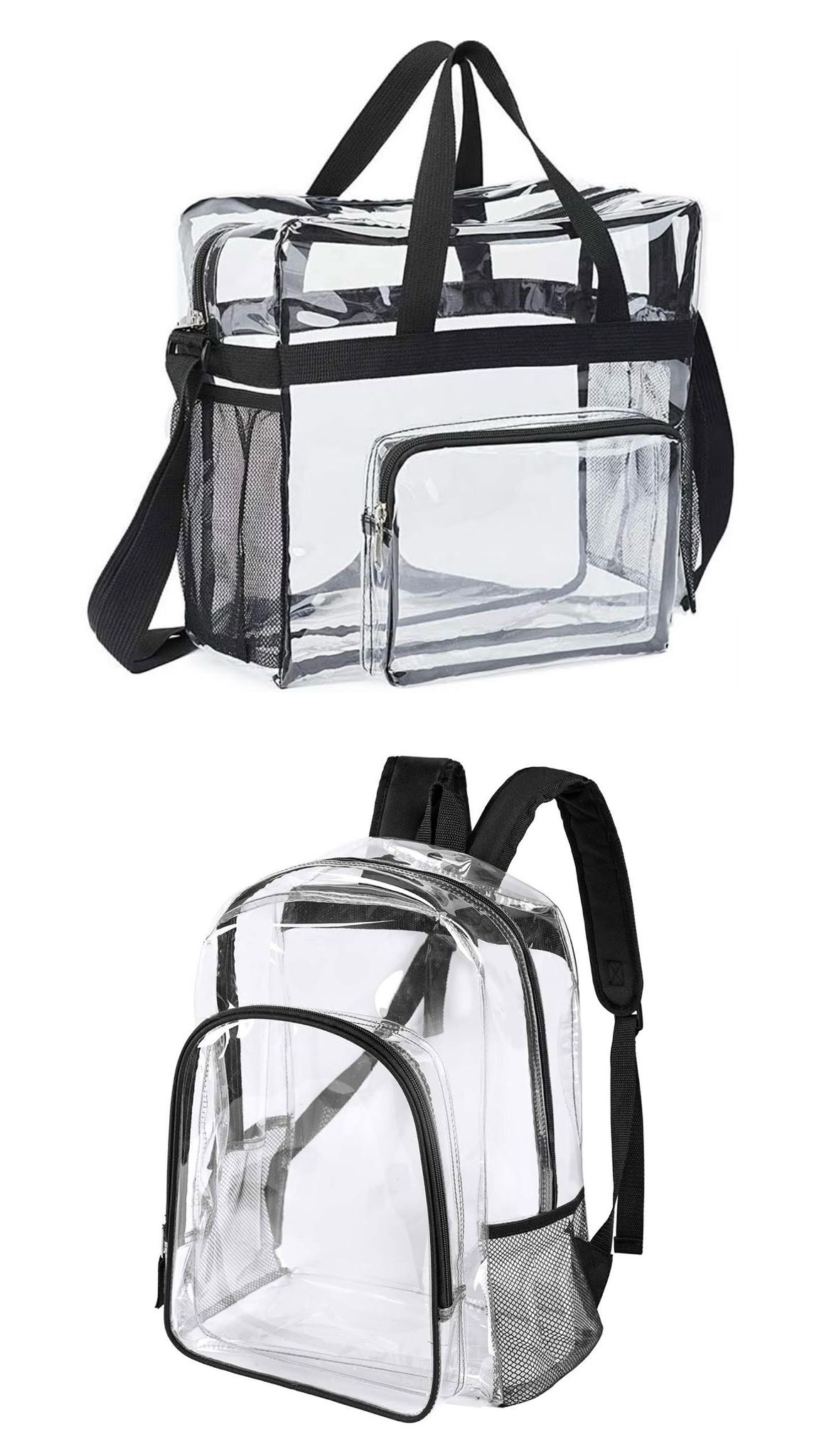 Clear tote and clear backpack