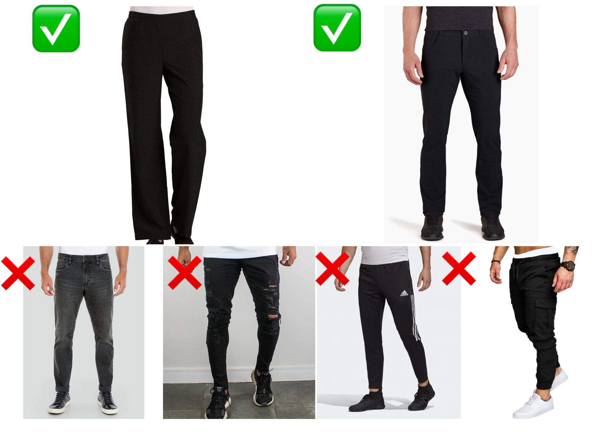 Allowed and not-allowed pants