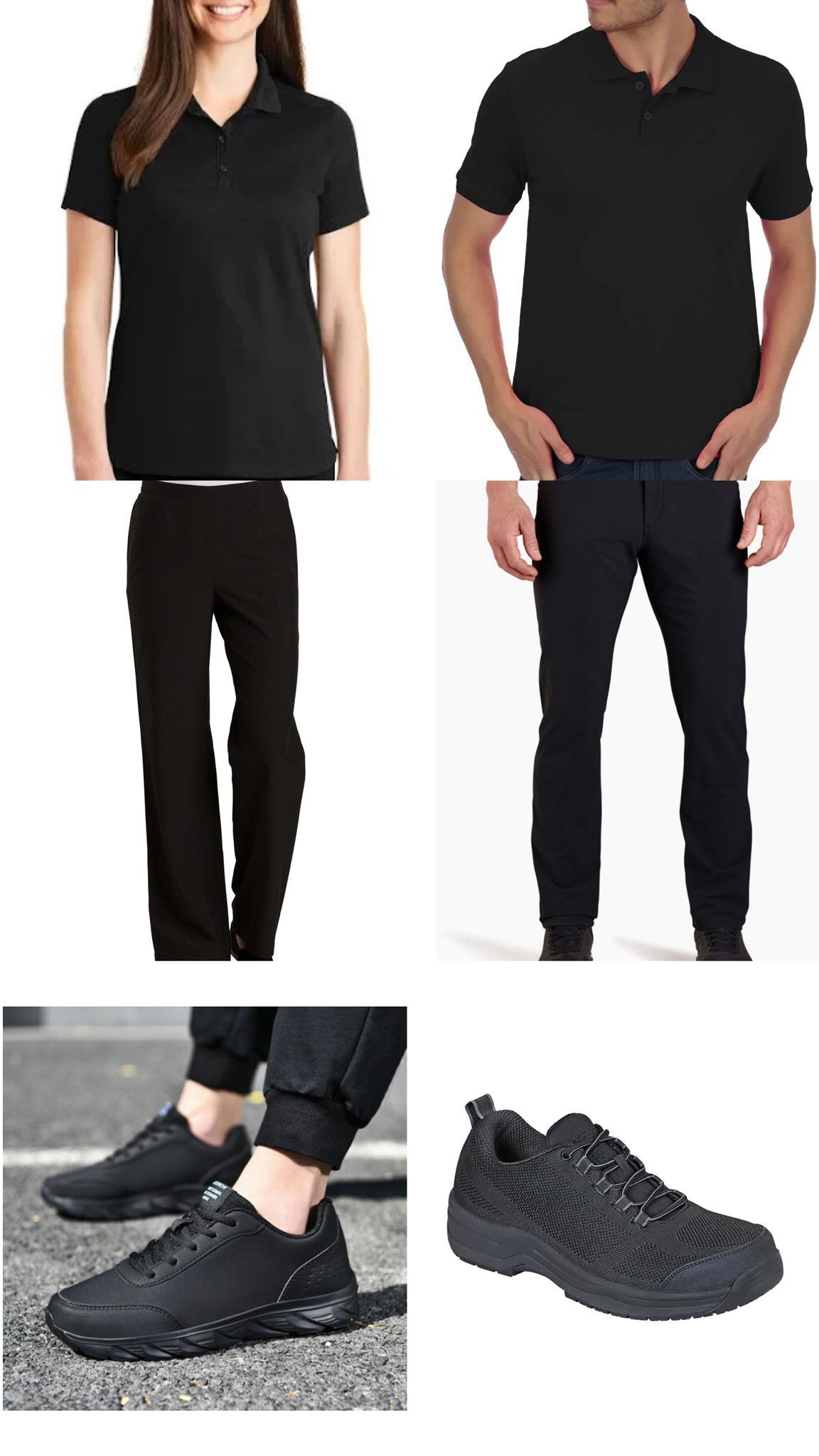 All black shoes and full uniform overview